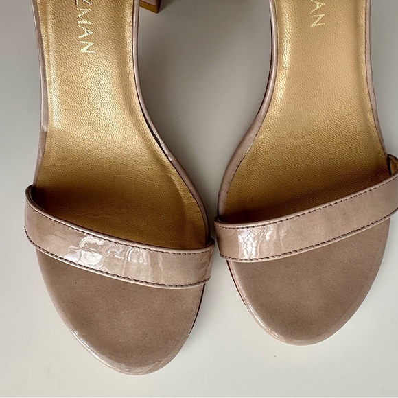✨STUART WEITZMAN NearlyNude Strappy Patent Leather Sandals Hush Aniline 6.5M - Picture 14 of 15